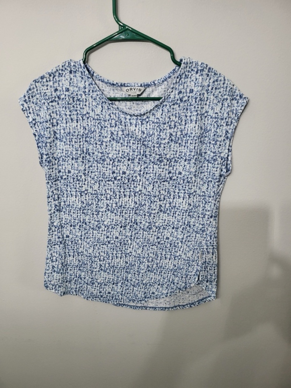 Women’s Orvis Classic Collection Blue Textured Short Sleeve Top XS